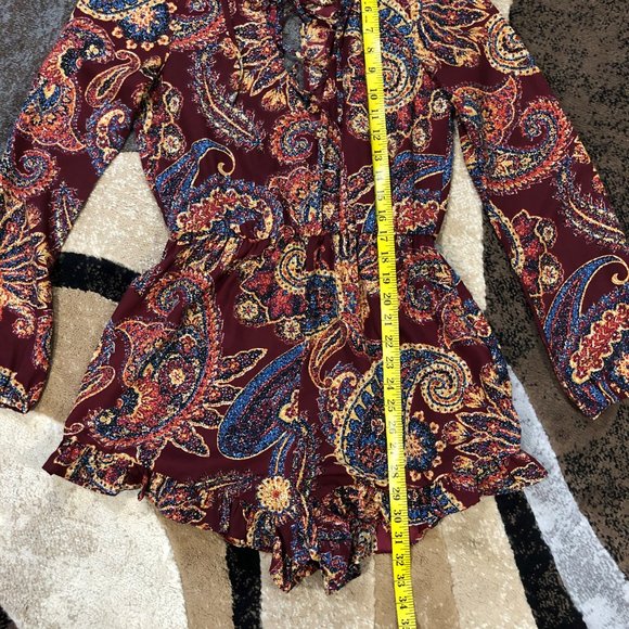 Women’s ILLA ILLA Red Long Sleeve Romper, Size Med - Picture 6 of 8